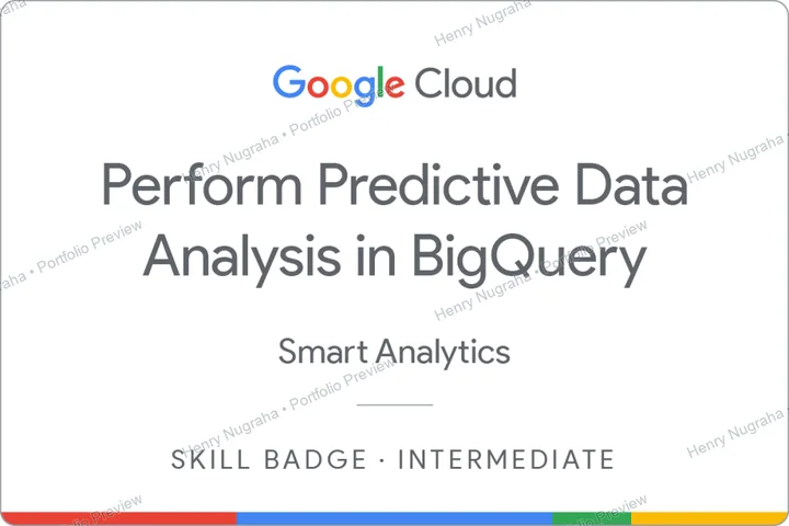 Google Cloud skill badge for Perform Predictive Data Analysis in BigQuery
