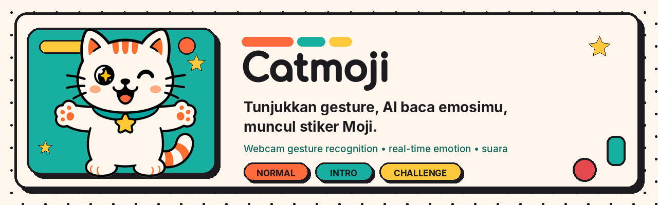 Catmoji product artwork with the Moji mascot and gesture recognition concept